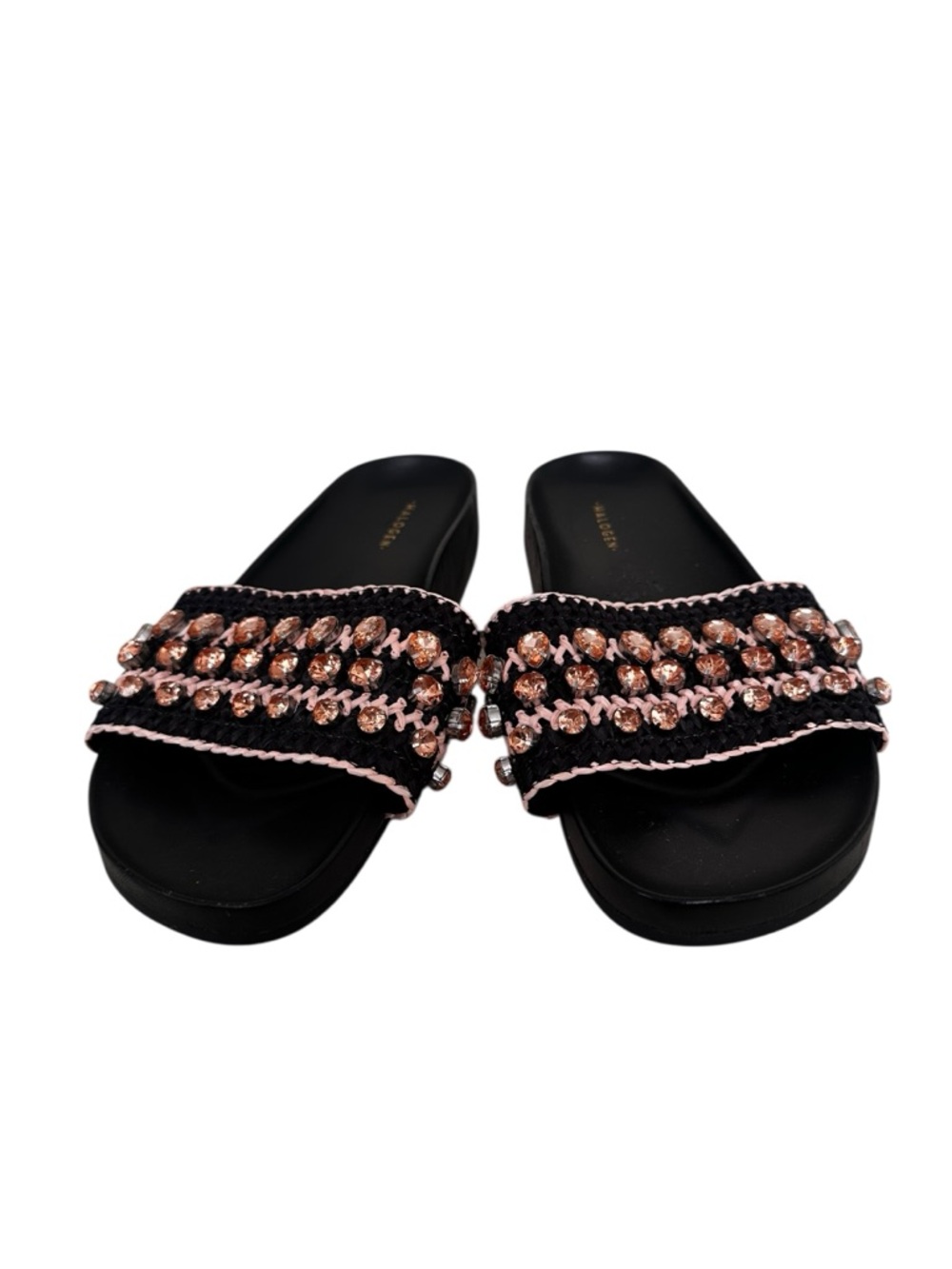 Halogen Raffia Crystal Beach Pool Sandal Slide - Picture 2 of 9
